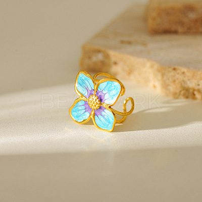 304 Stainless Steel & Enamel Cuff Open Rings FS-WG13A6D-01-1