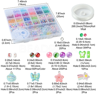 DIY Round & Flat Round with Letters Acrylic & Resin Bracelets Jewelry Making Kits DIY-FS0007-44-1