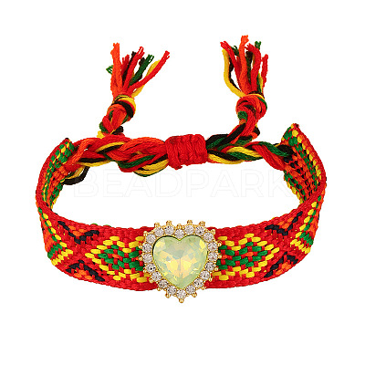 Adjustable Heart Cotton & Alloy Rhinestone Slider Bracelets FS-WGF98DD-03-1