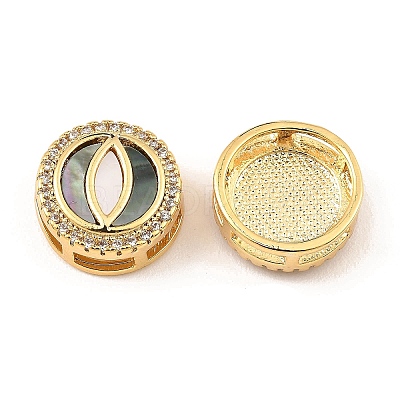 Brass Micro Pave Clear Cubic Zirconia Slide Charms KK-K342-09G-03-1