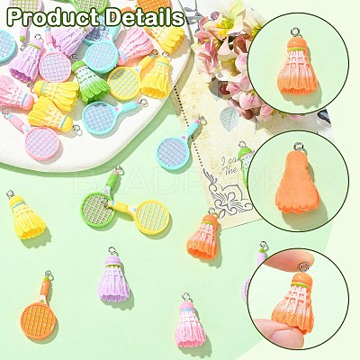 30Pcs 2 Styles Sports Opaque Resin Pendants RESI-CJ0005-35-1