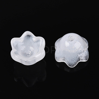 Transparent Spray Painted Glass Bead Caps A-GLAA-Q089-002A-003-1