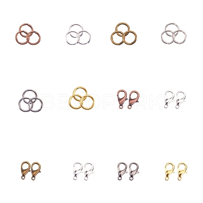 Alloy Lobster Claw Clasps and Iron Jump Rings FIND-X0007-1