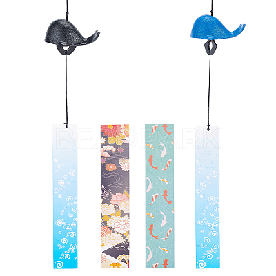 2Pcs 2 Style Japanese Cast Iron Bell Wind Chimes HJEW-BC0001-47D-1