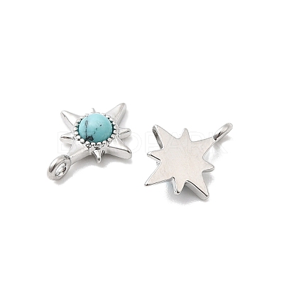 Synthetic Turquoise Star Charms with Brass Settings KK-A277-05P-1