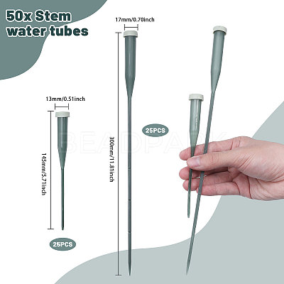 50Pcs 2 Styles Plastic Flower Water Tubes AJEW-GL0002-46-1
