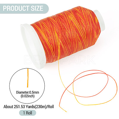 1 Roll Gradient Color Segment Dyed Round Waxed Polyester Cord YC-TADJ0001-03B-1