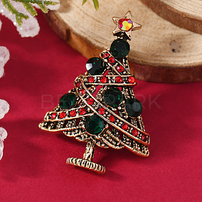 Christmas Theme Zinc Alloy Rhinestone Brooches for Backpack Clothes LS-LK8386-10-1