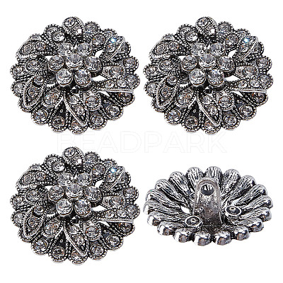4Pcs 1-Hole Alloy Glass Shank Buttons FIND-DR0002-01AS-1
