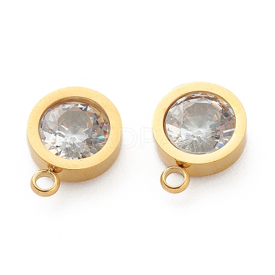 304 Stainless Steel Rhinestone Charms STAS-Z009-16G-1