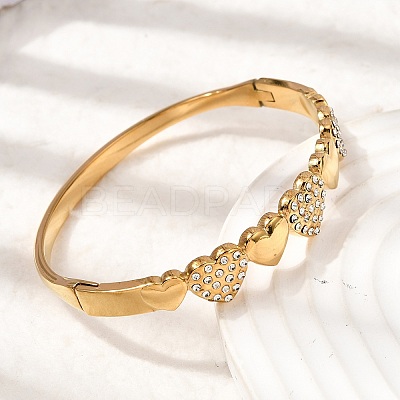304 Stainless Steel Rhinestone Hinged Bangles for Women BJEW-B168-15G-1