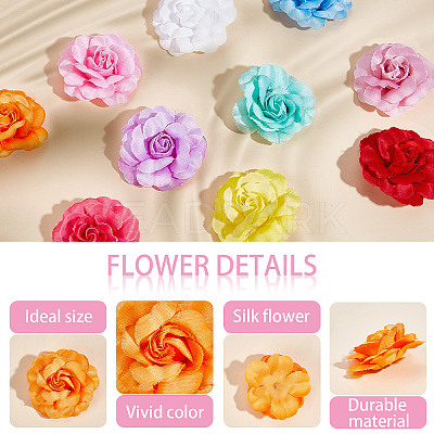 36Pcs 12 Colors Silk Rose Flower AJEW-GF0007-01-1