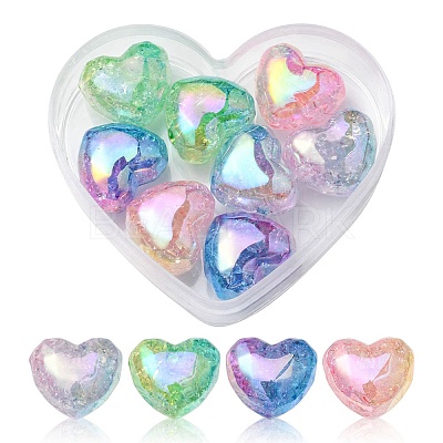8Pcs 4 Colors Transparent Crackle Acrylic Beads OACR-YW0001-33-1