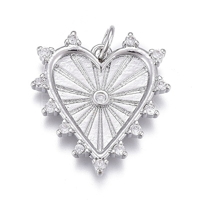 Brass Micro Pave Clear Cubic Zirconia Pendants ZIRC-M108-29-P-1