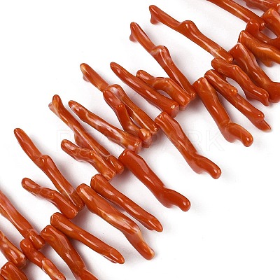 Opaque Acrylic Imitation Coral Beads Strands SACR-P033-01A-08-1