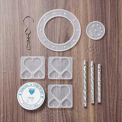 DIY Heart Wind Chime Making Kits DIY-C054-12-1
