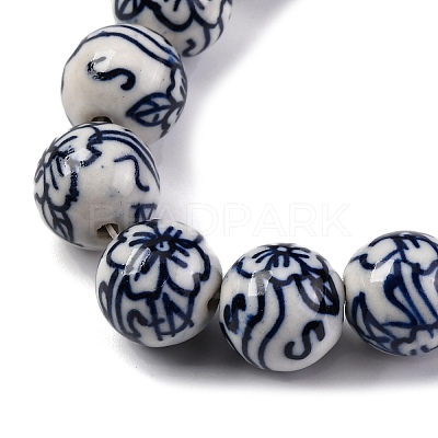 Handmade Blue and White Porcelain Beads Strands PORC-I027-04H-1