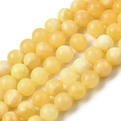 Natural Yellow Jade Beadd Strands G-A274-A01-8mm-1