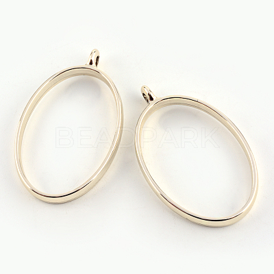 Rack Plating Alloy Oval Open Back Bezel Pendants X-PALLOY-S047-26E-FF-1