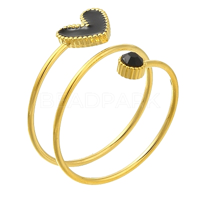 Ion Plating(IP) 304 Stainless Steel Micro Pave Cubic Zirconia Finger Rings for Women RJEW-U013-11G-01-1