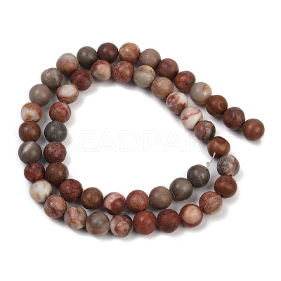Natural Dendritic Jasper Beads Strands G-F591-24-8mm-1