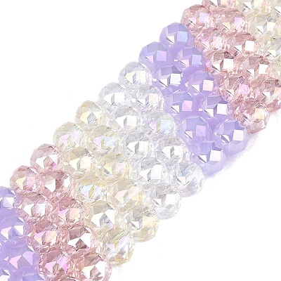 Electroplate Imitation Jade & Opaque & Transparent Glass Beads Strands EGLA-Q135-8MM-A03-1