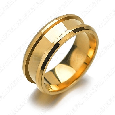 201 Stainless Steel Grooved Finger Ring Settings STAS-TAC0001-10C-G-1