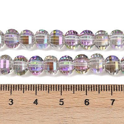 Electroplate Transparent Glass Beads Strands EGLA-B011-08A-HR03-1