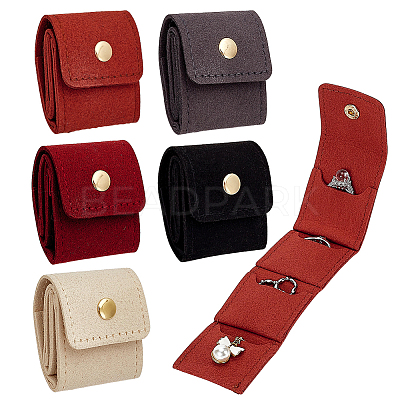 5Pcs 5 Colors Portable Travel Microfiber Leather Jewelry Rolls ABAG-PH0001-99-1