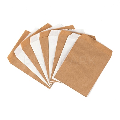 100Pcs 2 Colors White & Brown Kraft Paper Bags CARB-LS0001-04-1