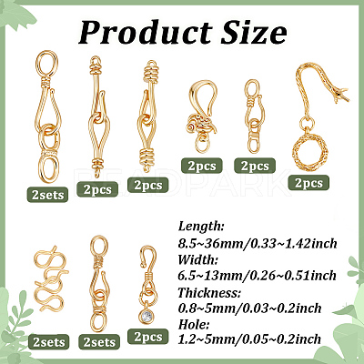 18Pcs 9 Styles Brass Hook and S-Hook Clasps KK-PH0013-63-1