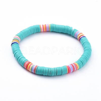 Handmade Polymer Clay Heishi Beads Stretch Bracelets BJEW-JB05087-04-1
