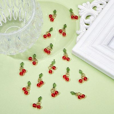 40Pcs Glass & Acrylic Beaded Charms FIND-SZ0003-73-1