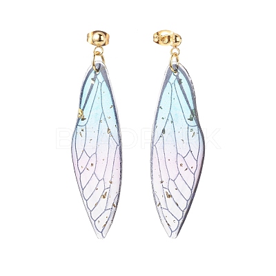 Resin Butterfly Wing Dangle Stud Earrings EJEW-JE05047-1