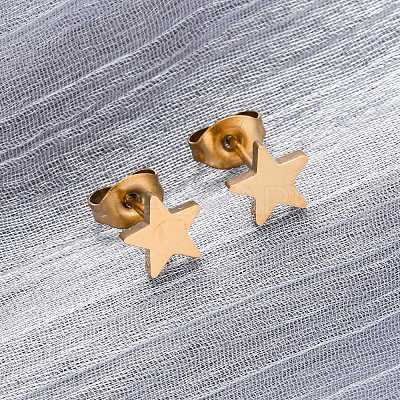 Ion Plating(IP) 304 Stainless Steel Ear Studs EJEW-P045-05G-1