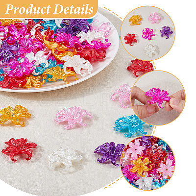 70Pcs 7 Colors Opaque Acrylic Bead Caps OACR-DC0001-51-1