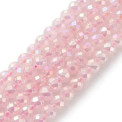 Electroplated Natural Rose Quartz Beads Strands G-Z038-A03-01AB-1