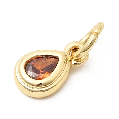 Brass Cubic Zirconia Charms KK-G554-02E-04-1