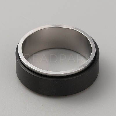 304 Stainless Steel Plain Rotating Finger Ring RJEW-WH0011-10D-EB-1