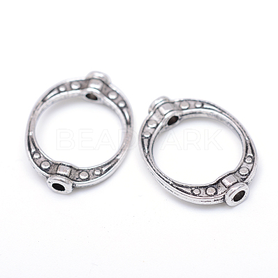 Donut Tibetan Style Alloy Bead Frames X-TIBE-R309-04AS-RS-1