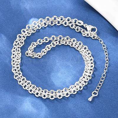 4MM Brass Textured Rolo Chain Necklaces for Men Women NJEW-L012-05S-1