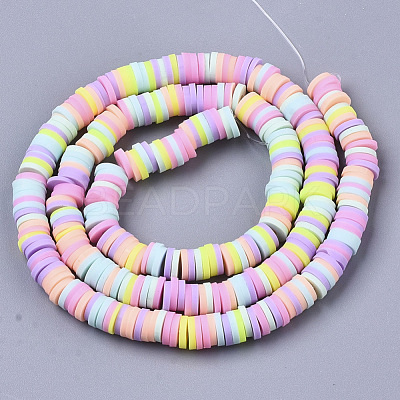 Handmade Polymer Clay Beads Strands X-CLAY-R089-6mm-087-1