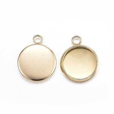Ion Plating(IP) 304 Stainless Steel Pendant Cabochon Settings LS-STAS-G127-13-10mm-G-1