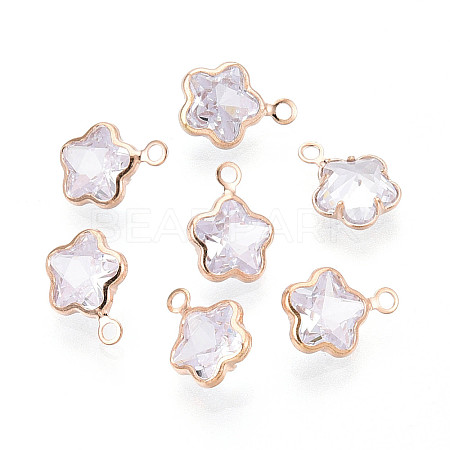 Brass Pave Clear Cubic Zirconia Pendants ZIRC-T017-02KCG-1