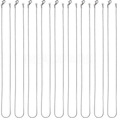 12Pcs 304 Stainless Steel Box Chain Necklaces Set NJEW-SC0001-21-1