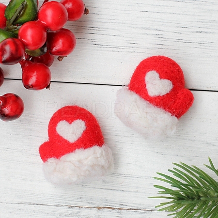 Christmas Theme Gloves Brooch Cactus Needle Felting Kit DIY-K055-01-1