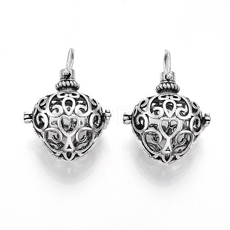 Rack Plating Brass Cage Pendants KK-S751-001AS-1