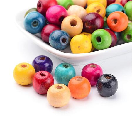 Mixed Lead Free Round Natural Wood Beads X-YTB028-1