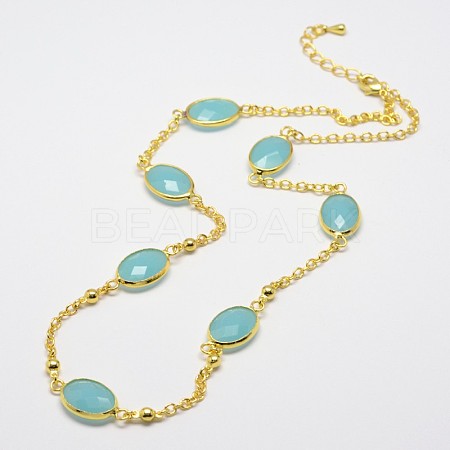 Golden Plated Brass Chain Necklaces NJEW-P121-30A-1