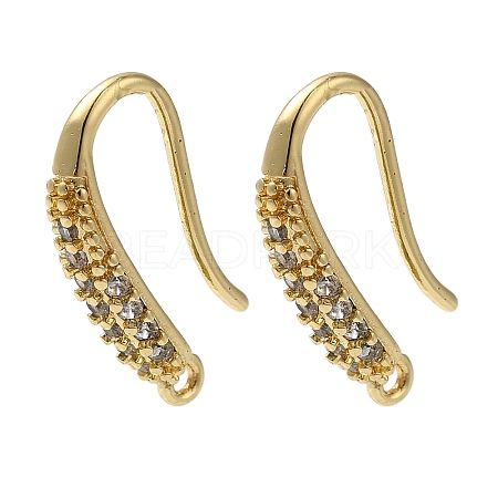 Rack Plating Brass Micro Pave Clear Cubic Zirconia Earring Hooks KK-A231-02G-1